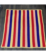 Handmade Colorful Afghan Couch Blanket Throw 55&quot; x 55&quot; Square Red Purple... - $32.71 CAD