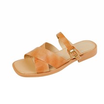 Summer Slippers  Cowhide Open Toe Casual Slippers Slip On Simple Shoes Outwear S - £95.83 GBP