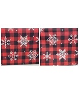 1 Printed Fabric Tablecloth,52&quot;x52&quot;Square,CHRISTMAS SNOWFLAKES ON PLAID - $51.99