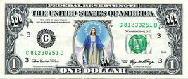 Blessed Virgin on a REAL Dollar Bill Cash Money Collectible Memorabilia Celebri - $8.88