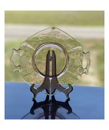 Vintage Pink Depression Glass Plate Muffin Footed Bon Bon 6.5&quot; Etched - $32.32 CAD