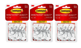 Command Small Wire Hooks Value Pack, White, 12 Wall Hooks 3 Pack - £15.17 GBP