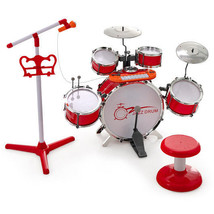 Kids Jazz Drum Keyboard Set with Stool and Microphone Stand-Red - Color:... - $2,682.34 MXN