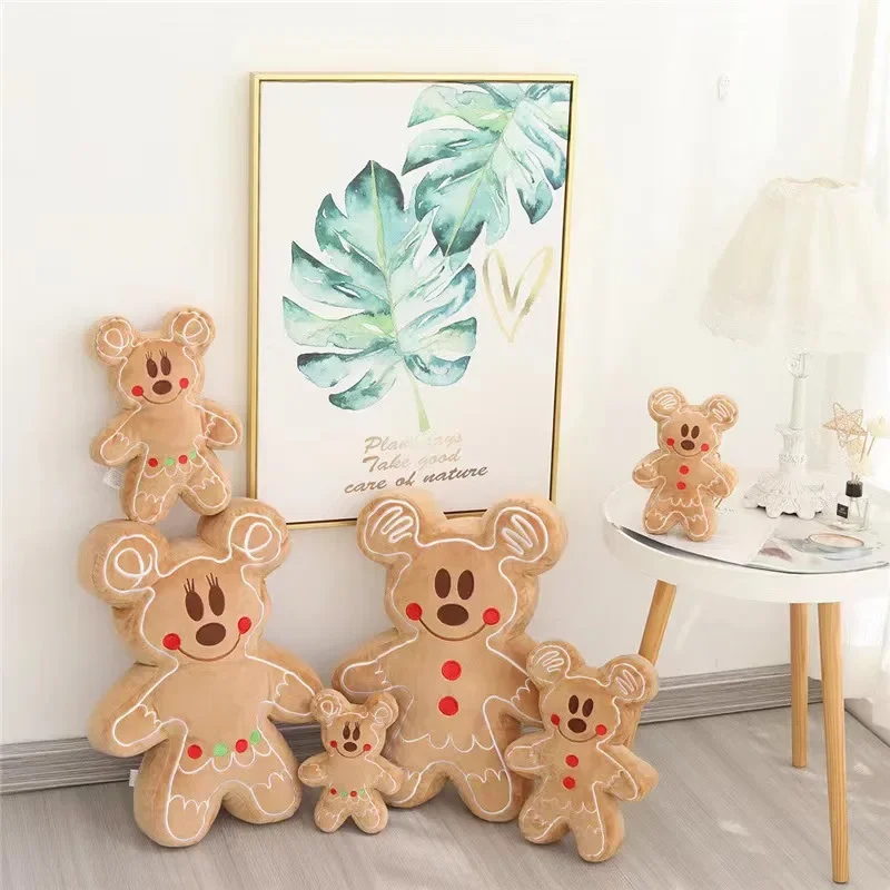 Disney Mickey Mouse Minnie Christmas Gingerbread Man Doll Cartoon Soft Plush Toy - £10.31 GBP