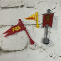 Playmobil Replacement Flag Pieces Lion Dragon Red Yellow Lot Of 3 Pretend Play - £4.67 GBP