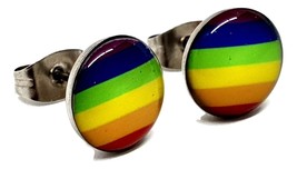 LGBT Gay Pride Earrings Rainbow Quality Stainless Steel Stud UK Seller - £3.31 GBP