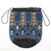 Vintage Beaded Purse Reticule Floral Bag Handbag Micro Beaded Geometric ... - £129.13 GBP