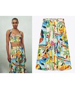 ZARA SOLDOUT!  TROPICAL PRINT LAYERED MIDI SKIRT M - $69.00