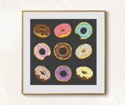 Donuts cross stitch kitchen pattern pdf - Funny cross stitch donuts samp... - $3.99