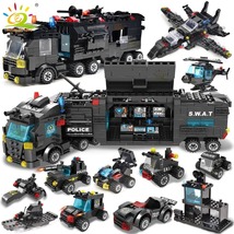 SWAT Police Station Building Blocks City Helicopter Car Bricks Educational Toy - £31.28 GBP+