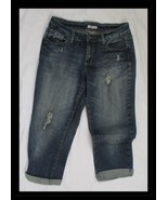Fashion Bug Distressed Stretch Crop Jeans Capris Size 6 30&quot; x 20&quot; - $273.21 MXN