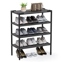 Stackable Shoe Rack, Wood Shoe Rack Organizer 4-Tier Freestanding Wooden Shoe St - $112.99