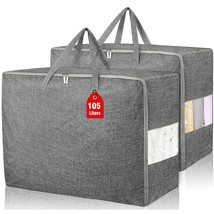 2Pack 105L Extra Large Storage Bags, Folding Moving Comforter Blanket St... - $35.99
