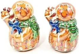 Christmas Gingerbread Salt &amp; Pepper Shakers 3 3/4&quot; x 2&quot; Iridescent Ceram... - $196.46 MXN