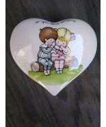 Vintage Valentine&#39;s heart Joan Walsh Heart Shaped Trinket Box Origin sti... - £7.85 GBP
