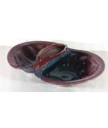 Studio Art Pottery LARGE DOUBLE SERVING BOWL Burgundy Turquoise Approx 1... - £27.04 GBP