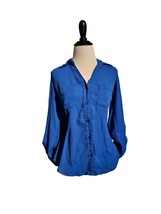 Candies Women&#39;s Long Sleeve Full Button Up Blue Shirt Size S - £7.16 GBP
