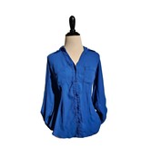 Candies Women&#39;s Long Sleeve Full Button Up Blue Shirt Size S - £7.17 GBP