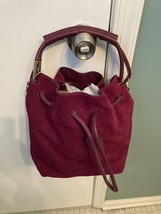 Halston Purple/Syrah drawstring purse Suede Leather Nwt - $89.00