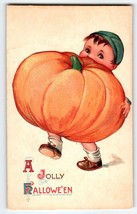 Halloween Postcard Boy Holds BIG Pumpkin Winsch Back Gottschalk Dreyfuss &amp; Davis - £164.21 GBP