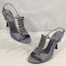 The Touch of Nina Shoes Womens Grey Satin Ruffle Slingback Heel Shoes Sz 9M - $29.99
