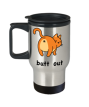 BUTT OUT-Funny Cat Gift Coffee Mug Stainless Steel Travel Tumbler Men Women 14oz - £19.26 GBP