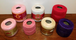 Mixed Crochet Thread LOT 7 J&amp;P Coats Southmaid Pink Red White Cream ++Ne... - £12.94 GBP