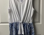 Cest Lavie Sleeveless Romper Womens Plus Size 1X White Blue NWT Ties - $24.75