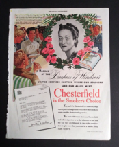 1943 Chesterfield Cigarette Duchess of Windsor Tobacco Cut Vintage Magazine Ad - £11.90 GBP