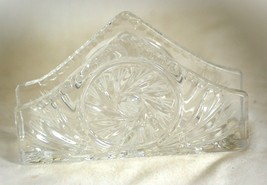 Crystal Triangle Napkin Holder Pinwheel Crimped Edge Design - £46.71 GBP