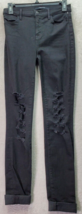J Brand Skinny Jeans Womens Size 26 Black Ripped Denim Cotton Pockets Dark Wash - £14.50 GBP