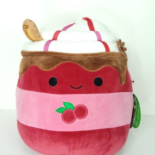 Squishmallow Maude Cranberry Cherry Christmas Hot Chocolate Latte Plush NEW 12