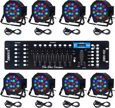 CO-Z LED Stage Lights DMX, 8 pcs 18x3W RGB Par Can Lights Package with Remote - £255.64 GBP