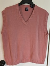 Womens XL Gap Pink V-Neck 100% Cotton Knit Sweater Vest - $18.81