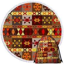 Yellow to Red Aztec Pattern Round Beach Towel - $14.90+