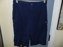 Under Armour Golf Shorts Heatgear Navy Blue Loose Adjustable Waist Size ... - $21.46