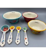 The Pioneer Woman Ceramic Measuring Cups Spoons Set Floral Design - $19.80
