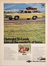1968 Print Ad Chevrolet Tri-Levels Station Wagons Chevy Yellow Car Family Trip - £15.55 GBP