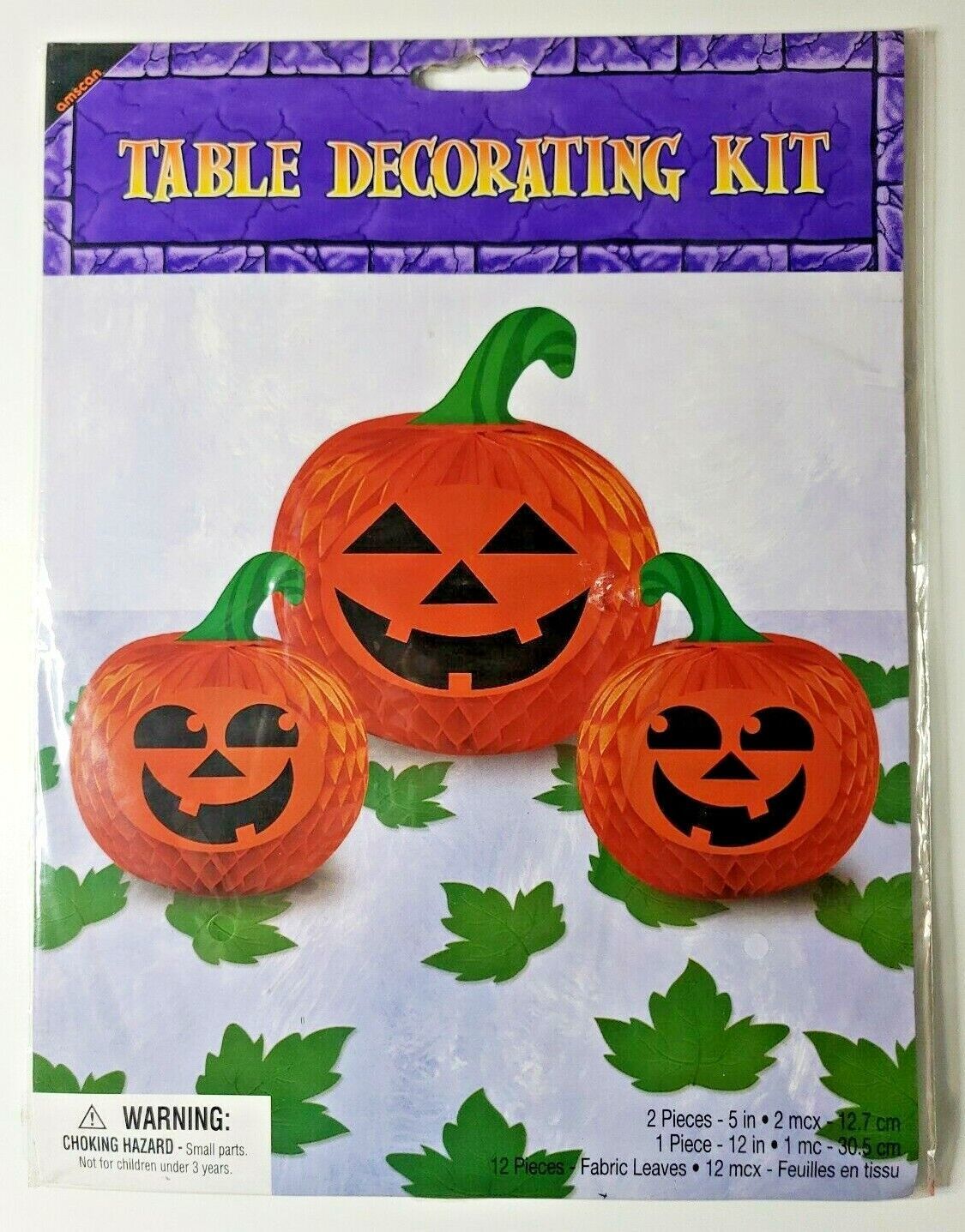 1990's Amscan Pumpkin Table Decorating Kit 12' And 5' New In Packaging - $12.99