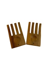 Wood Salad Pasta Server Hands Bear Claws Modern 6.5&quot; X 3.75&quot; Kitchen Forks - £14.86 GBP