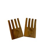 Wood Salad Pasta Server Hands Bear Claws Modern 6.5&quot; X 3.75&quot; Kitchen Forks - $18.81