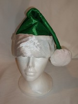 Adult Green Velour Santa Hat White Trim Christmas Stocking Cap - $14.99