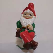 Ceramic Garden Gnome Messenger Bag Elf Sitting 11 inches Vintage - $38.65