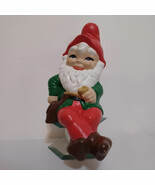Ceramic Garden Gnome Messenger Bag Elf Sitting 11 inches Vintage - $52.86 CAD