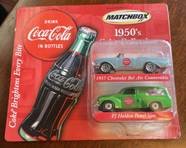 Matchbox 1950&#39;s Coke Collection 57 Chevy Bel Air &amp; Fj Holden Panel Van On Card - £7.90 GBP