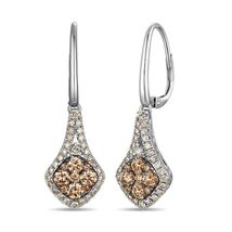 2.00 Ct Round Cut CZ Brown Diamond Drop &amp; Dangle Earrings 14K White Gold Finish - £63.79 GBP
