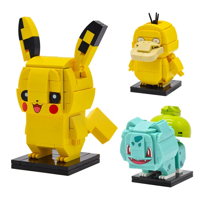 Original Pokemon Figurines Anime Psyduck Pikachu Go Brickheadz Action Fi... - £12.31 GBP+