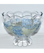 Large Vintage Crystal Bowl Blue Glass Pedestal Dessert Fruit Salad Servi... - £38.71 GBP
