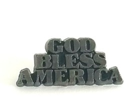 Vintage God Bless America Dark Grey Metal USA Patriotic Lapel Pin Hat Pin - $7.29