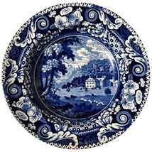 Antique Blue Transferware Goggerddan Cardiganshire Riley Bowl Scottish V... - $93.50